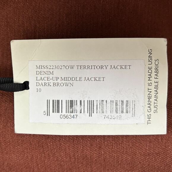 Milk It Territory Denim Jacket Lace-Up Women's Size 10 Dark Brown Festival NEW - Picture 5 of 8
